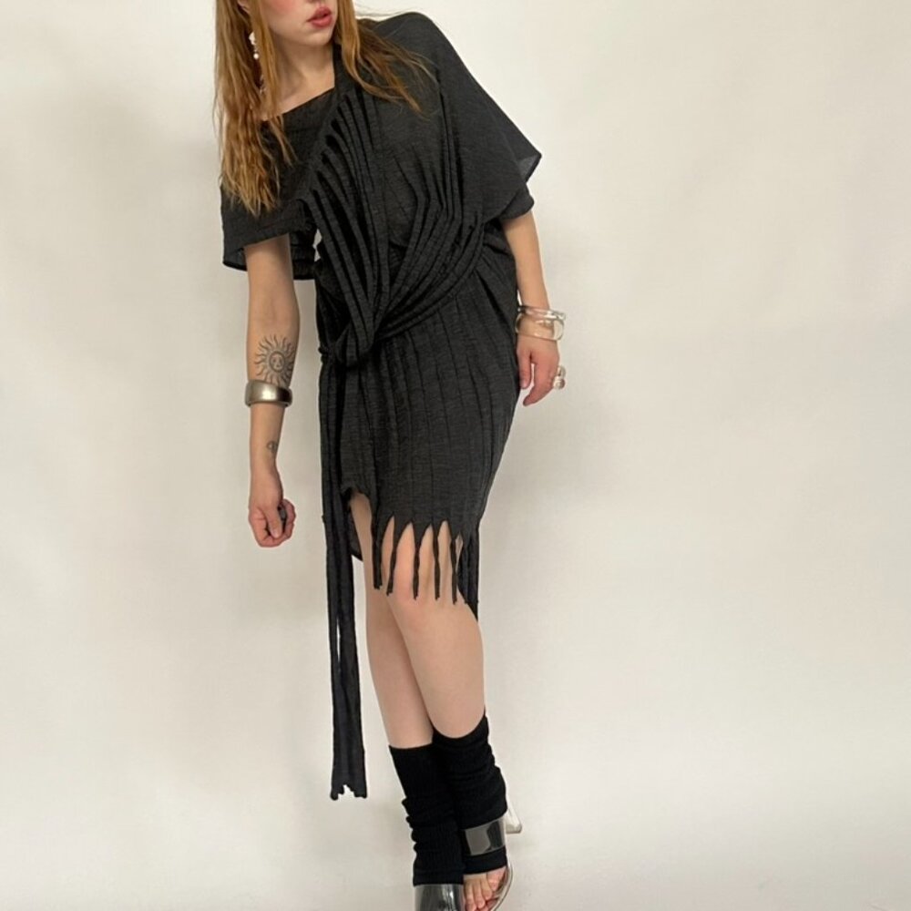 JUNYA WATANABE SPRING 2014 WOOL FRINGE TUNIC DRESS - Picture 7 of 9